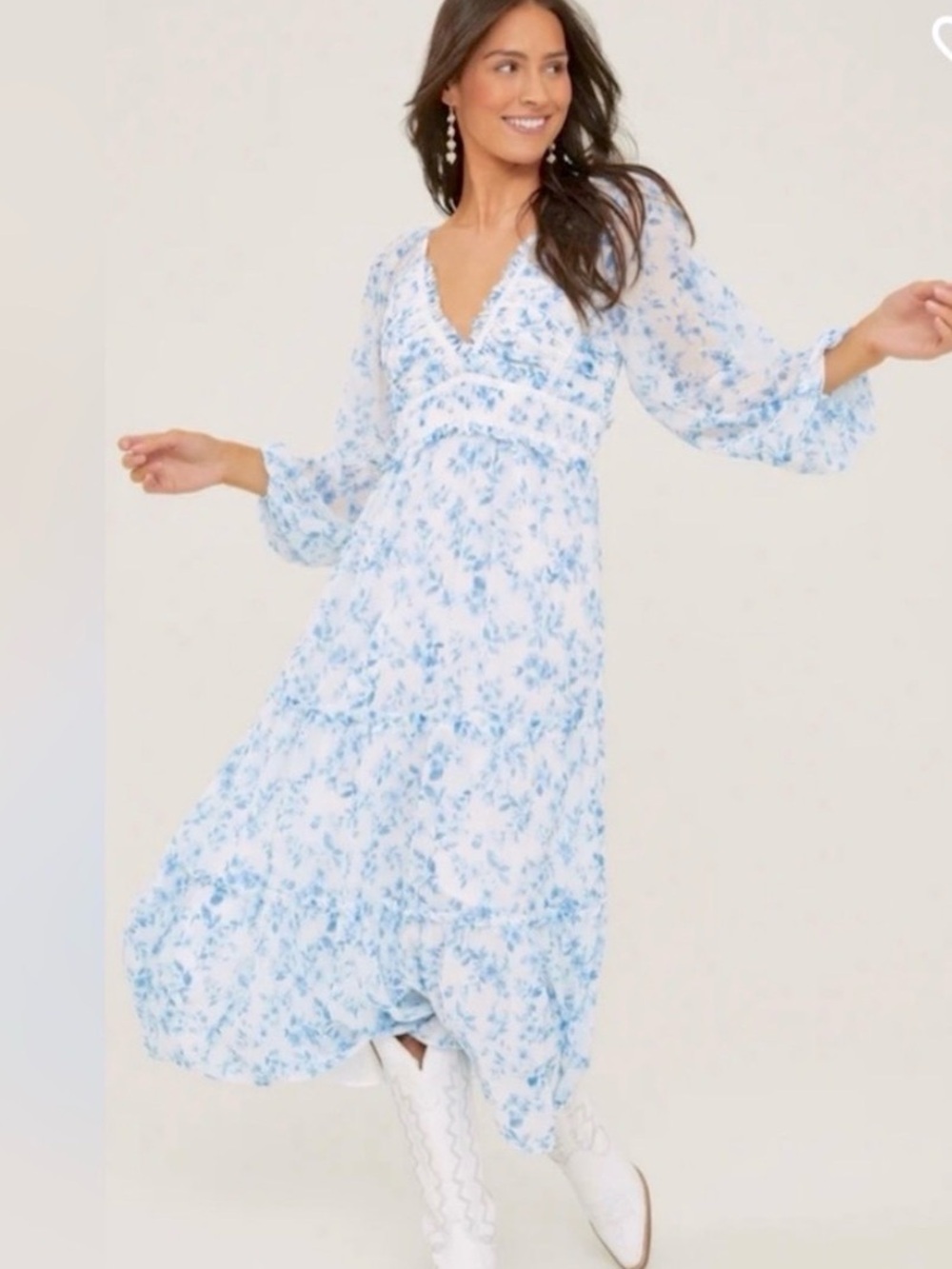 Altar'd State Billy Patchwork Floral Maxi Dress L Romantic Chiffon Boho